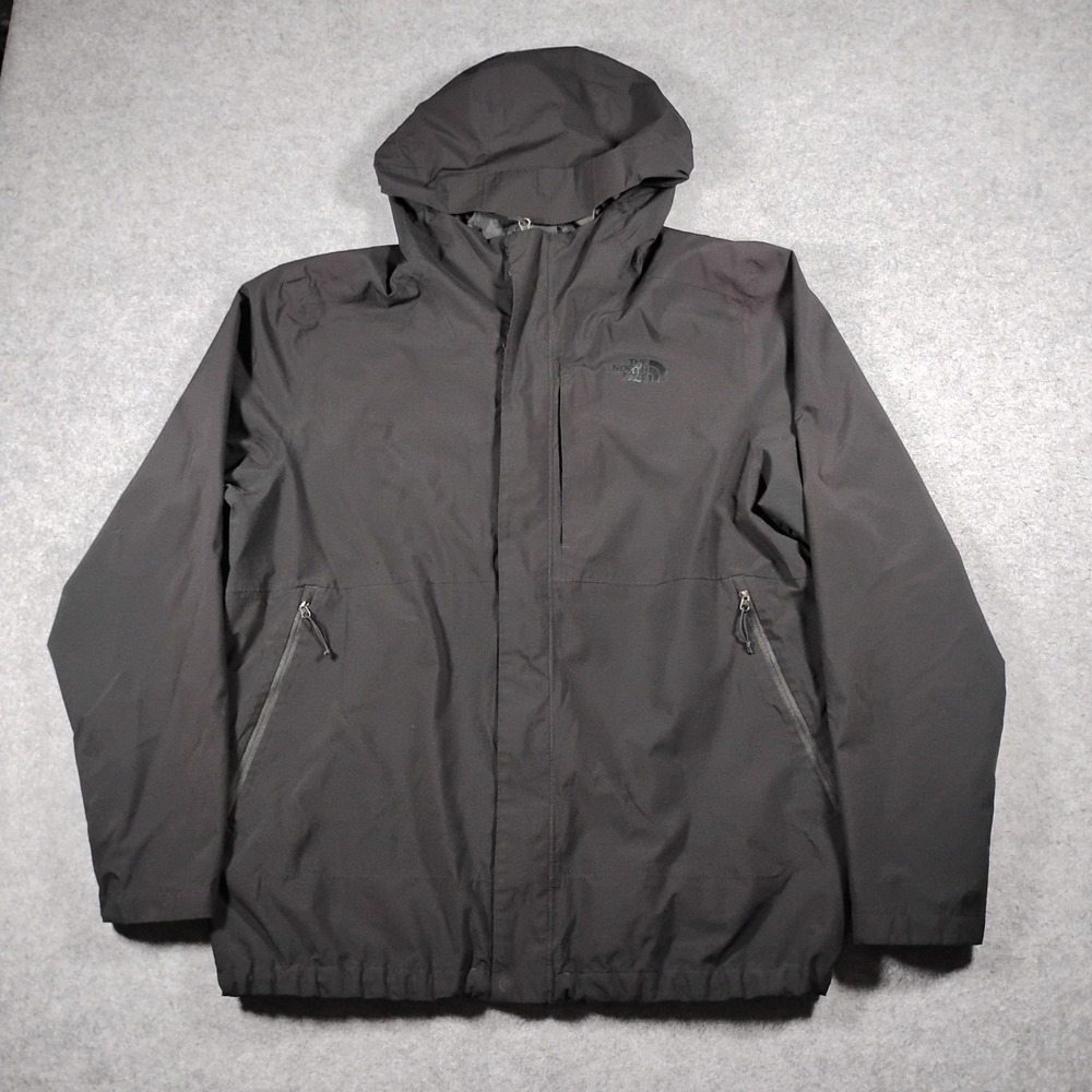 The North Face Men's Size XL Black Hooded Rain Jacket Windbreaker Full Zip